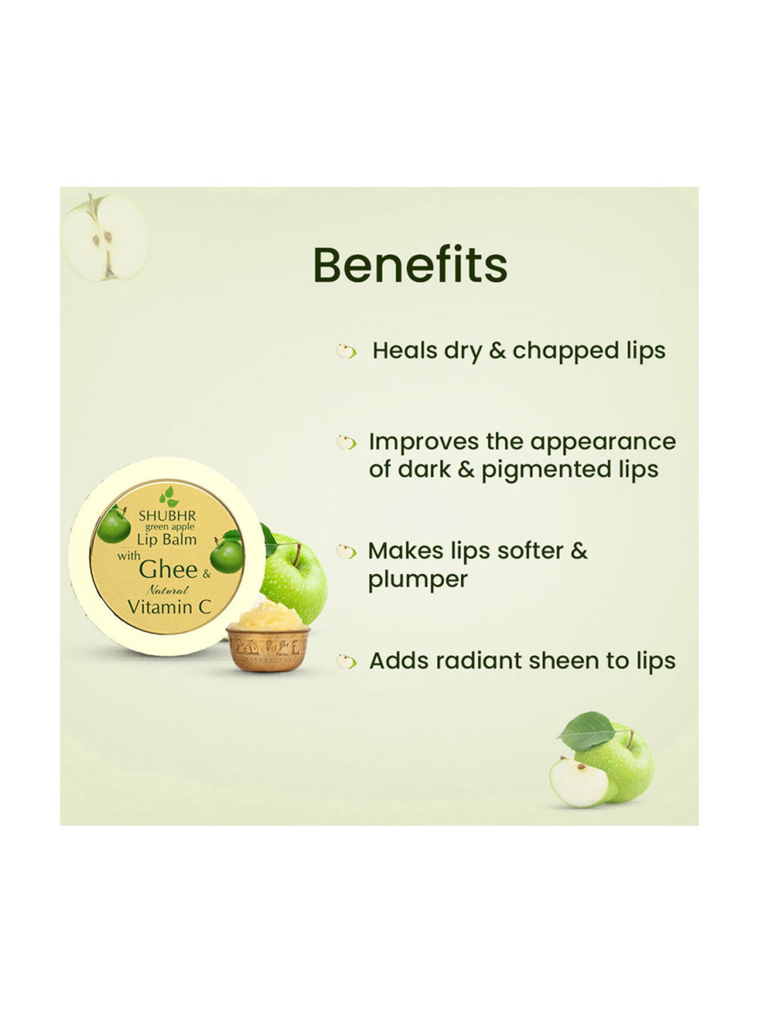 Blue Nectar Shubhr Green Apple Lip Balm - 15 gm