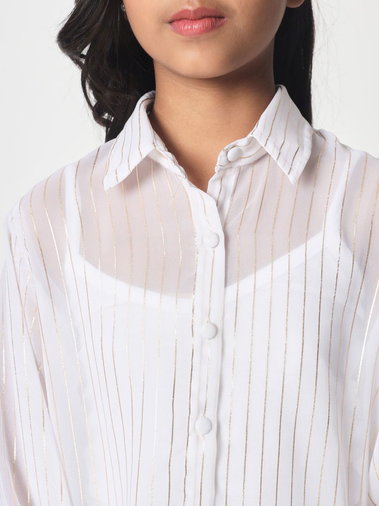 studiorasa Kids White Striped Full Sleeves Top