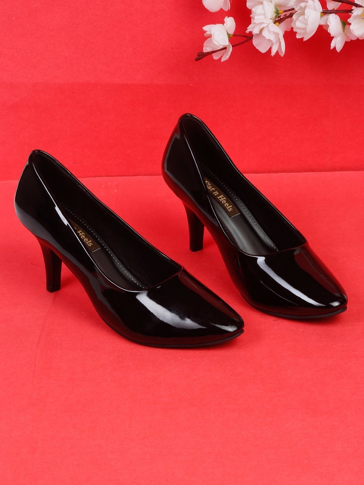 Flat N Heels Women's Black Stiletto Pumps