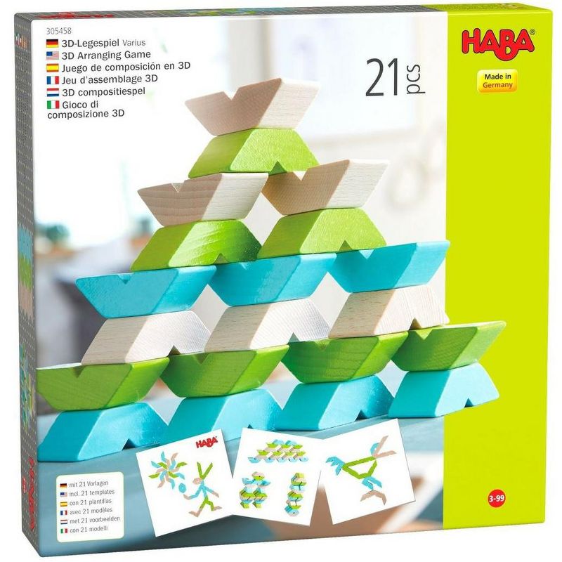 HABA Varius Building Blocks with Pattern Cards (Made in Germany)