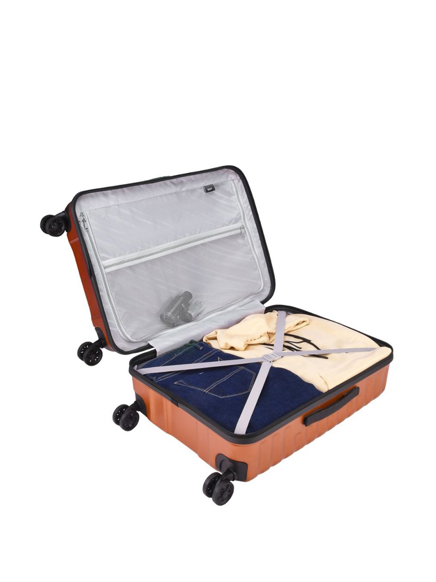 VIP Crusade Metallic Copper Textured Hard Medium Trolley Bag - 28 Cm