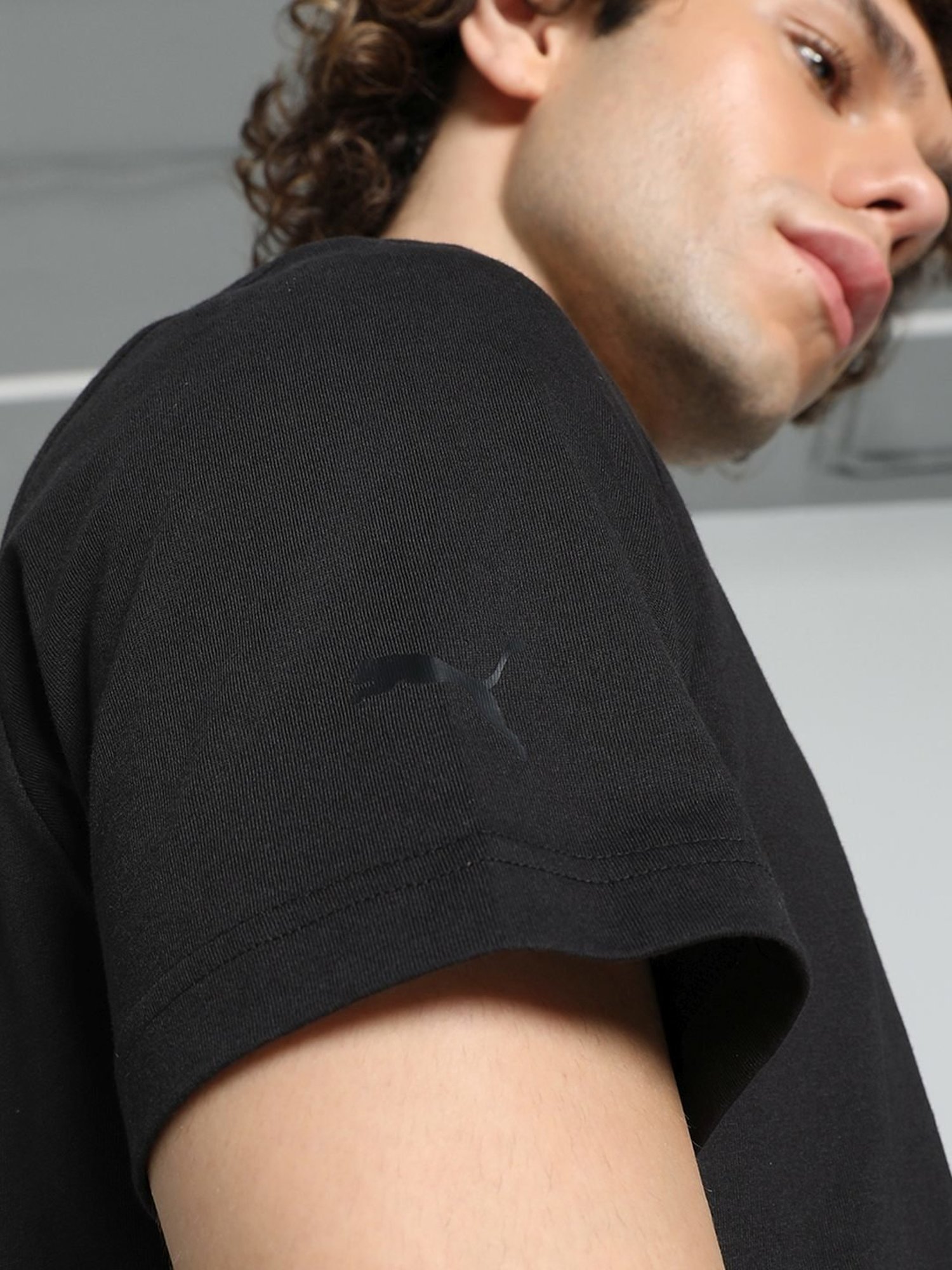 Puma Black Cotton Regular Fit Printed T-Shirt