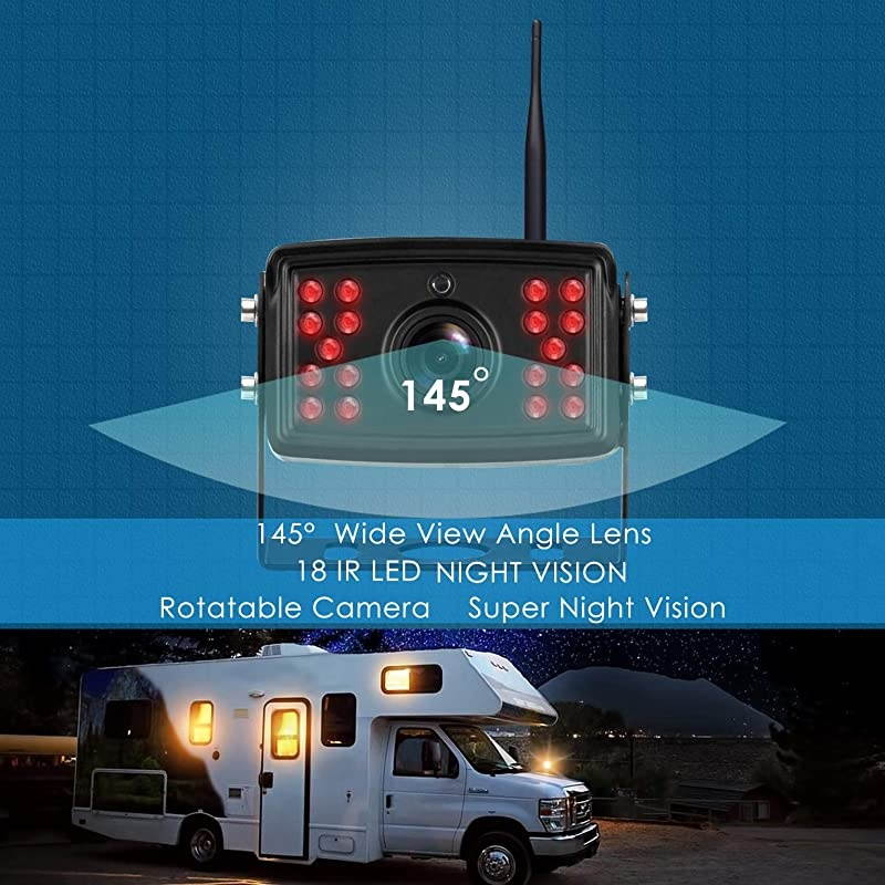 Backup Camera System Kit,5&rsquo;&rsquo; LCD Rear View Monitor with IP69 Waterproof,1080P Vehicle Back up Cam IR Night Vision Wide View Angle for RV Trailer,5th Wheels,Tractor,Trucks