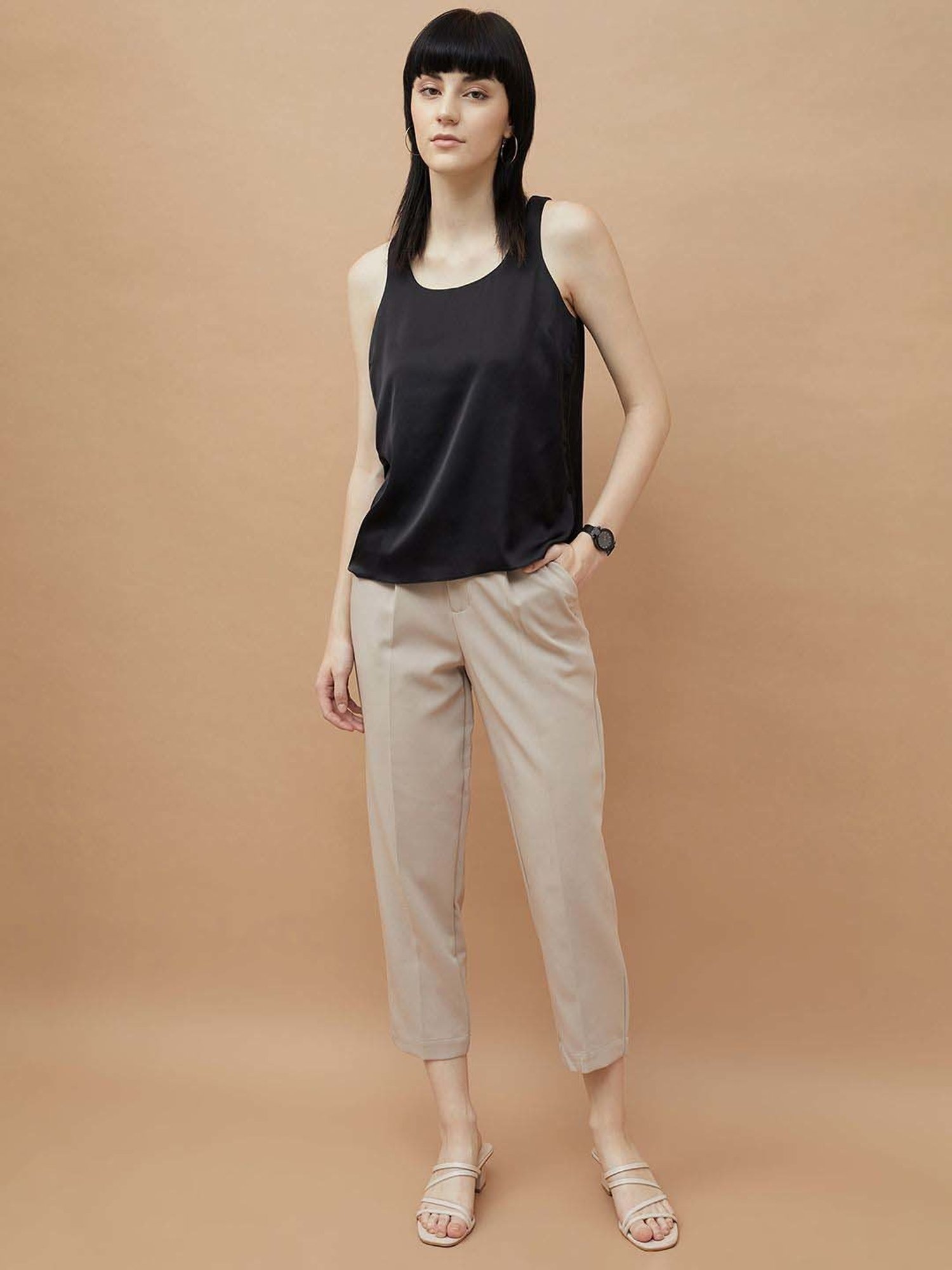 Code by Lifestyle Black Plain Top