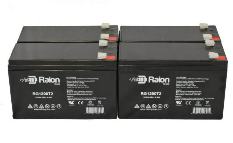 Raion Power 12V 9Ah Replacement Battery With T2/F2 Terminals For SigmasTek SP12-9 - 4 Pack