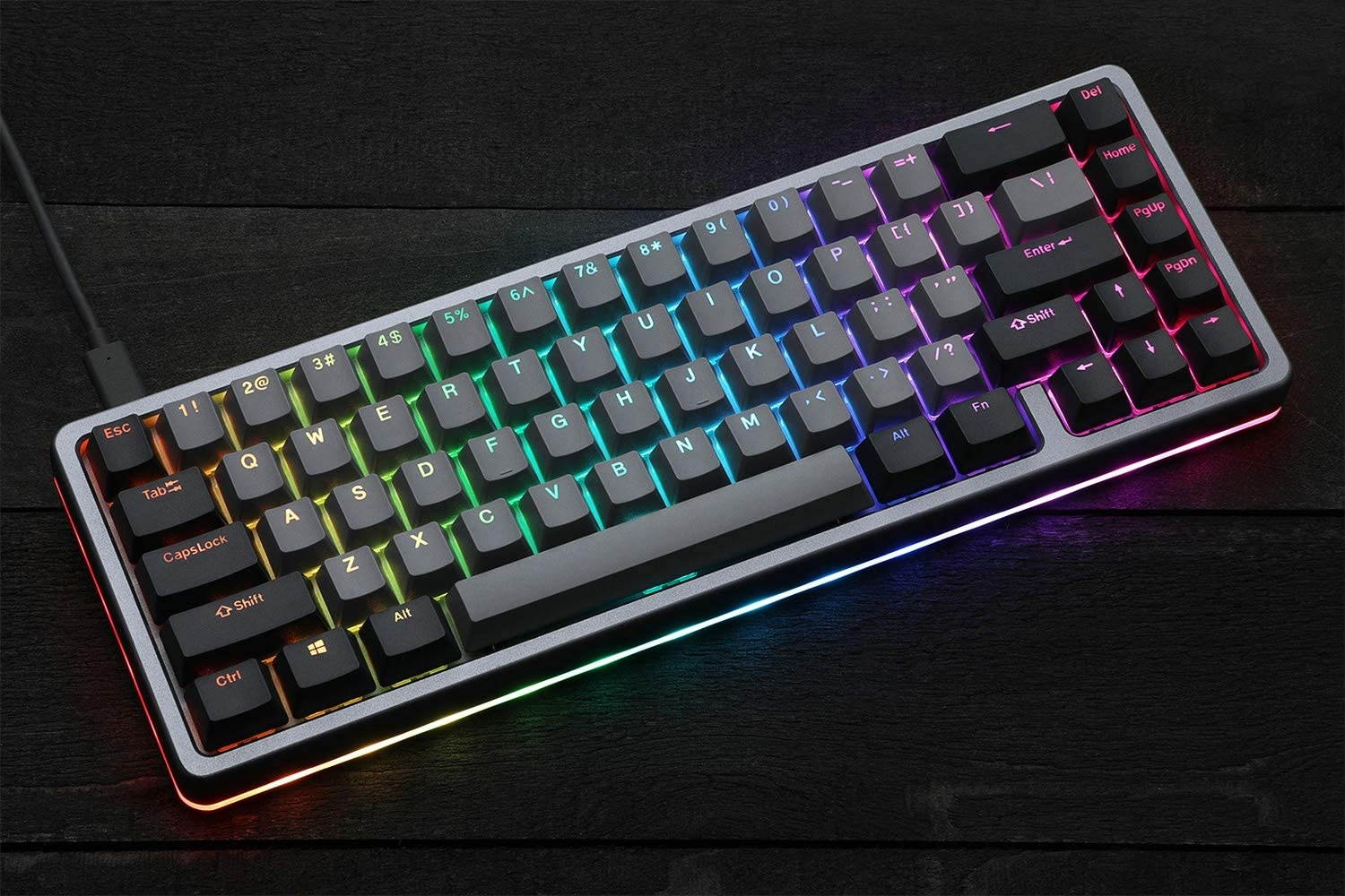 Drop ALT High-Profile Mechanical Keyboard &mdash; 65% (67 Key) Gaming Keyboard, Hot-Swap Switches, Programmable Macros, RGB LED Backlighting, USB-C, Doubleshot PBT, Aluminum Frame (Halo True, Gray)