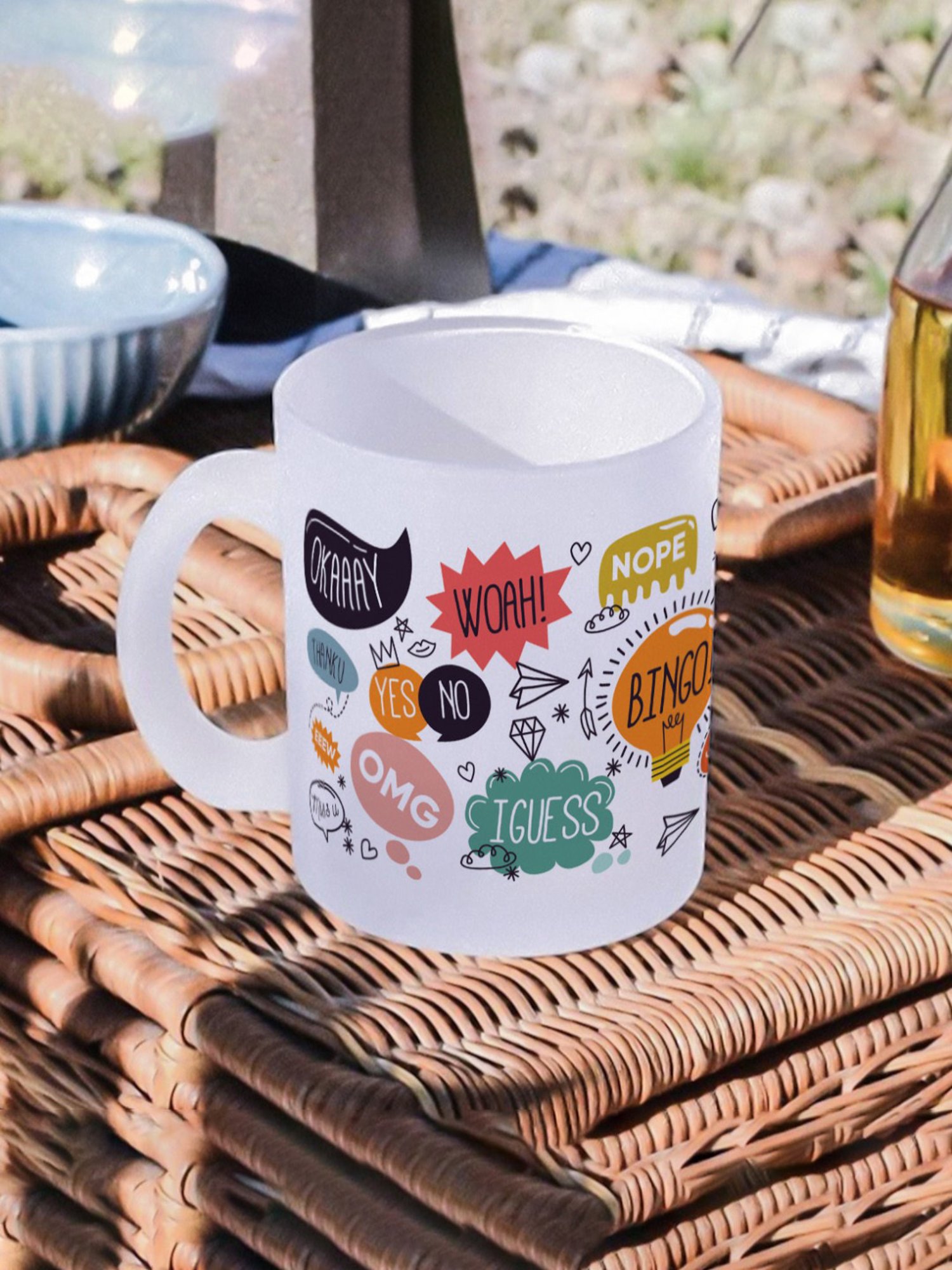 Gathari Aesthetic White Glass Frosted Coffee Mug