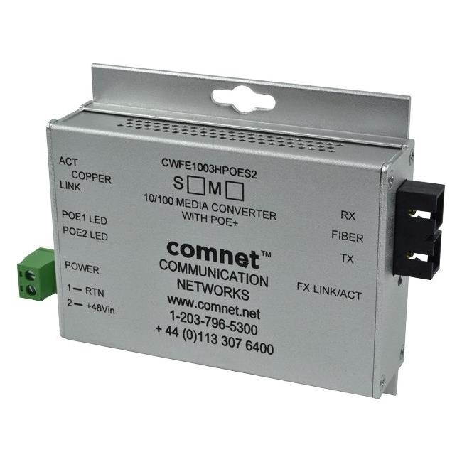 ComNet Commercial Grade 100Mbps Media Converter with 48V POE, Mini