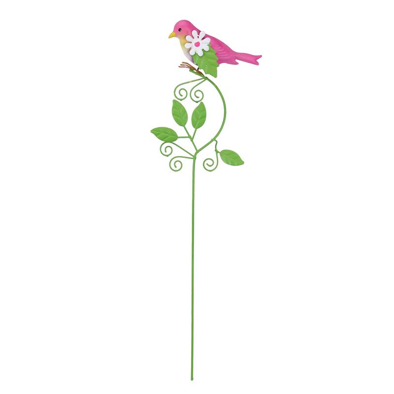 Napco 15" Bird with Flower Outdoor Garden Stake - Green/Blue