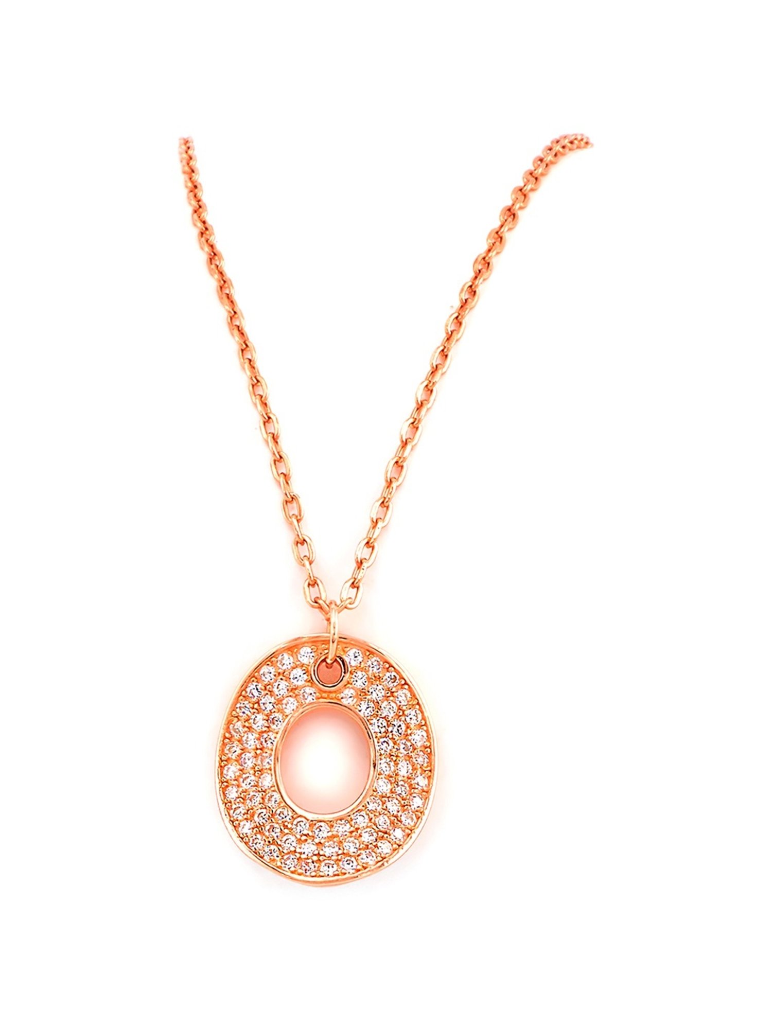 Silberry 92.5 Sterling Silver Rose Gold Shield Necklace