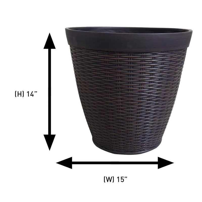 15" Jamaica Wicker Planter, Dark Coffee - Southern Patio