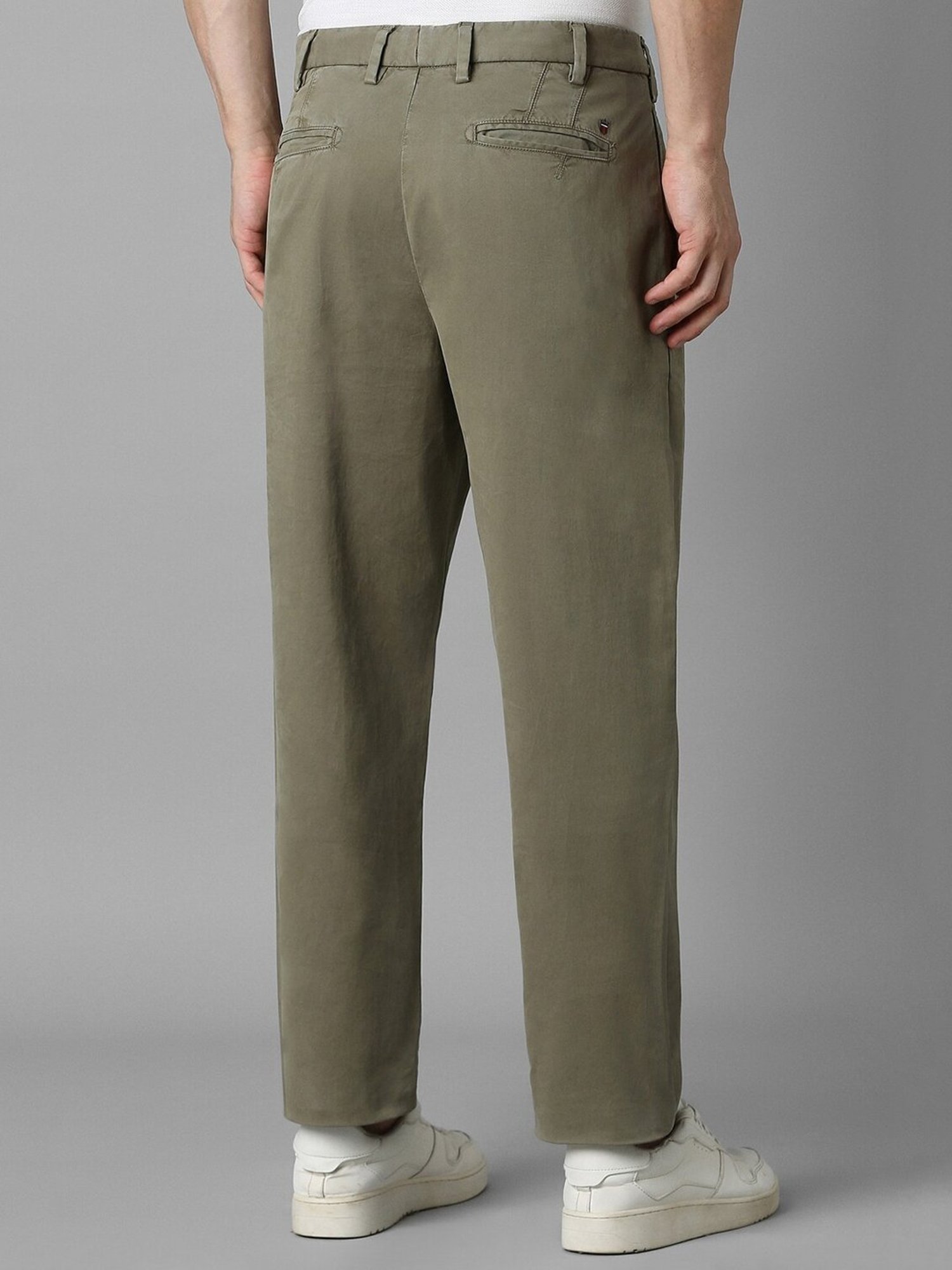 Louis Philippe Green Regular fit Solid Casual Trouser