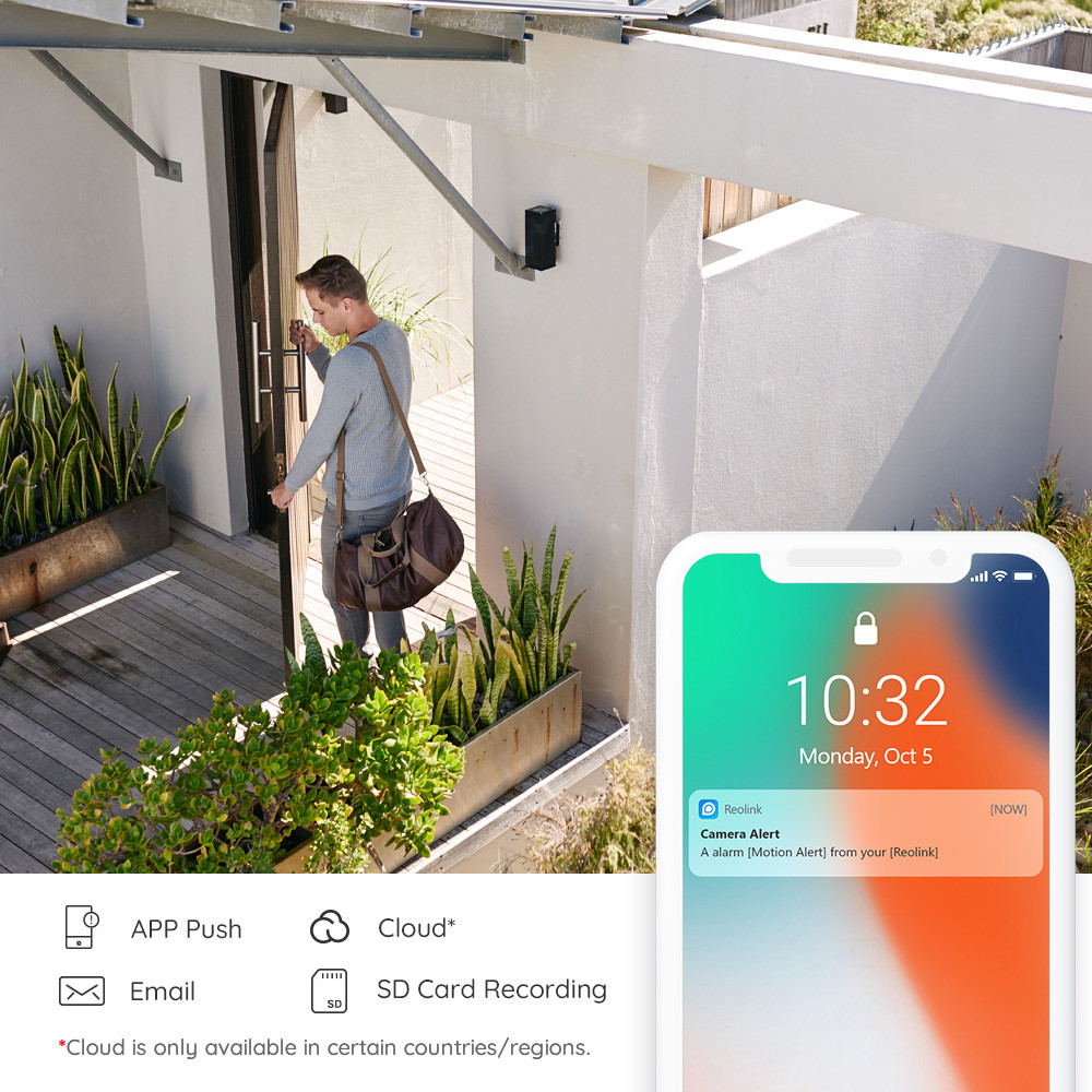Reolink Outdoor Rechargeable Battery Security Camera Wireless 1080P HD Night Vision PIR Motion Detection 2-Way Audio, Support Google Assistant & Alexa, Cloud Storage, Argus 2E + White Solar