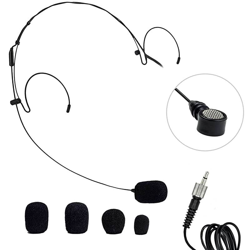 HM-3 Headworn Microphone - Hands-free microphone use for singers, aerobics instructors, presenters, teachers etc, Adjustable microphone gooseneck, sturdy metal frame
