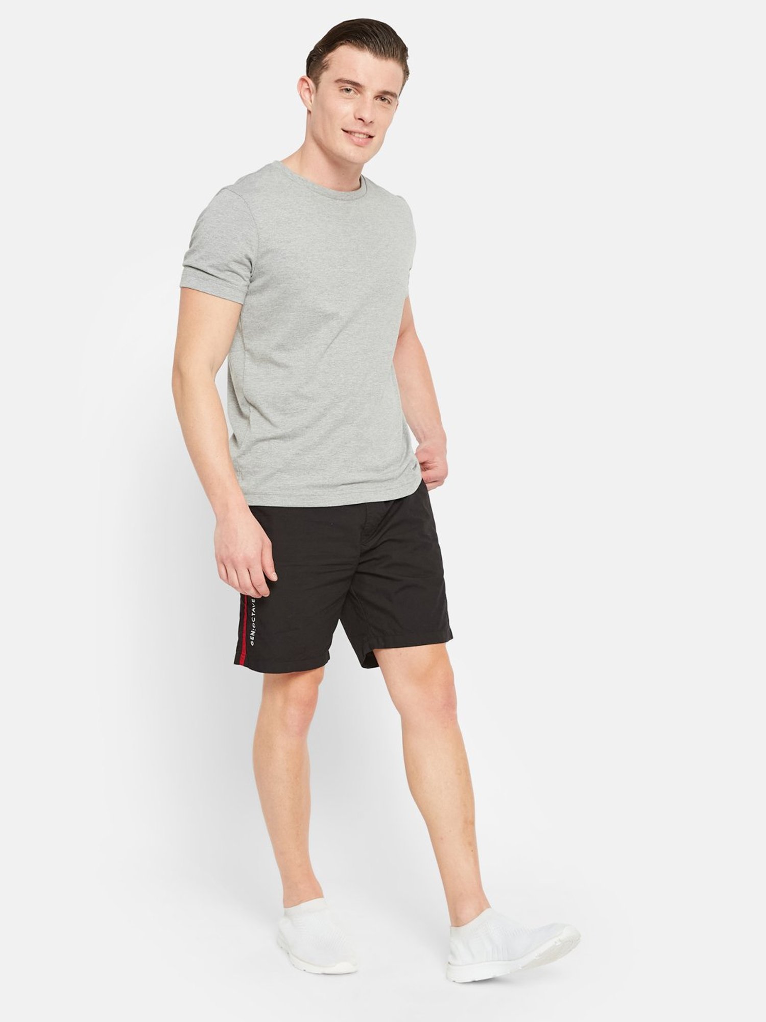 Octave Black Regular Fit Sports Shorts