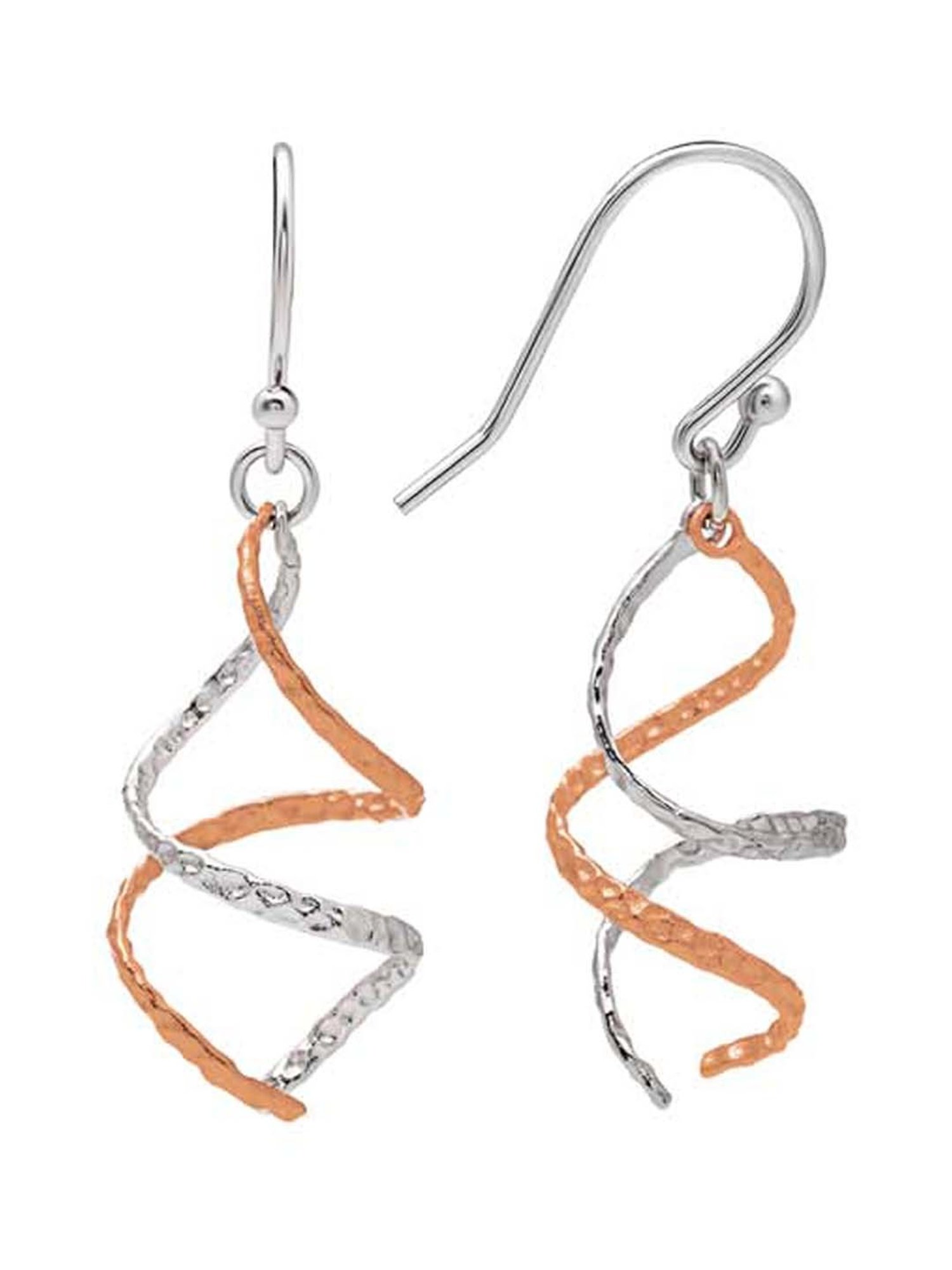 Silberry 925 Sterling Silver 18k Rose Gold Plated Two Tone Silver Spiral Drop Earrings for Women