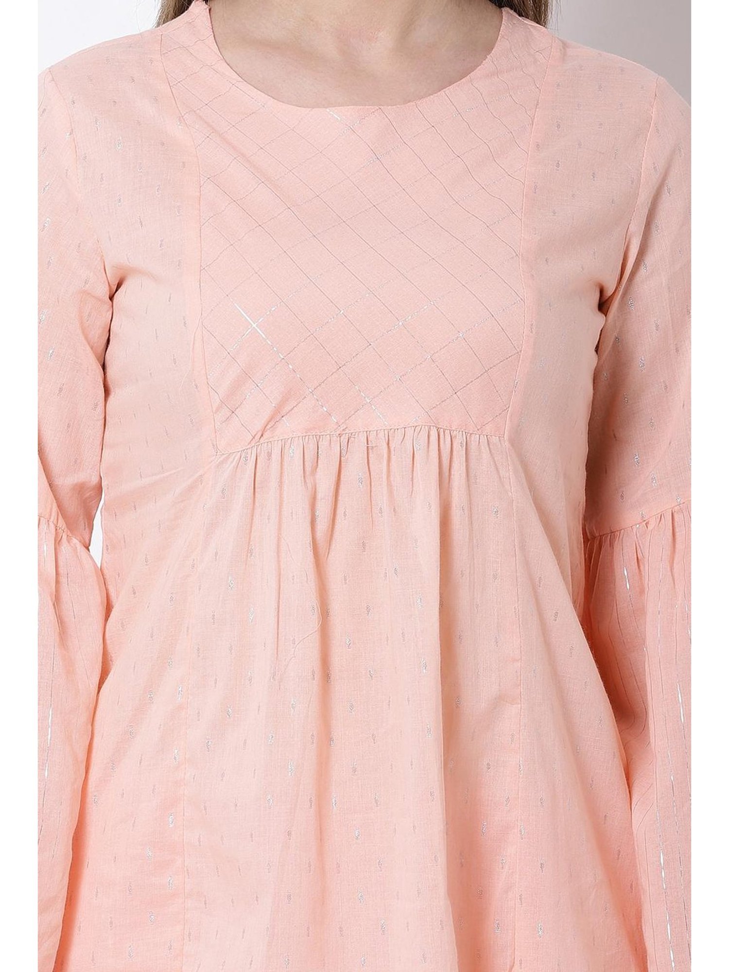 Rangriti Peach Cotton Printed Top