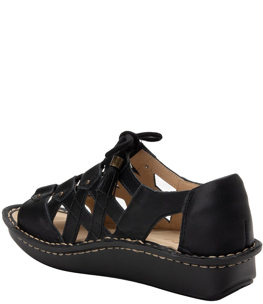 Alegria Valerie Burnish Leather Open Toe Lace-Up Fisherman Sandals