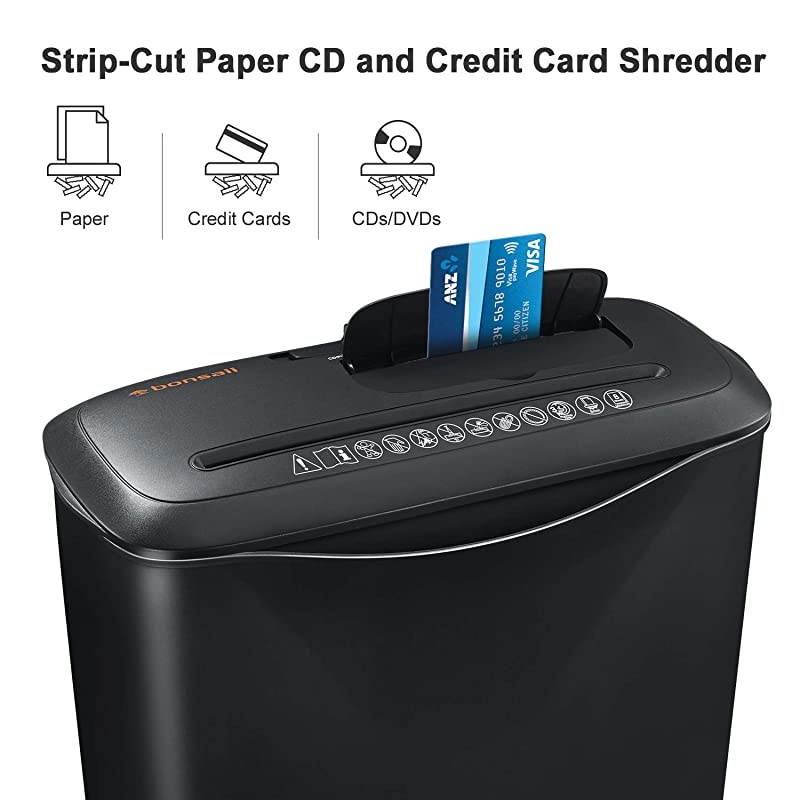 8-Sheet Strip Cut Home Paper Shredder, CD and Credit Card Office Shredder Machine with Overheat and Overload Protection,3.5 Gallons Wastebasket,Black (S120-C)