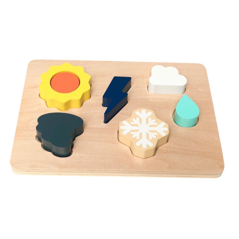 Leo & Friends Weather Shape Puzzle Kit with 6 Weather Wooden Pieces and 1 Board