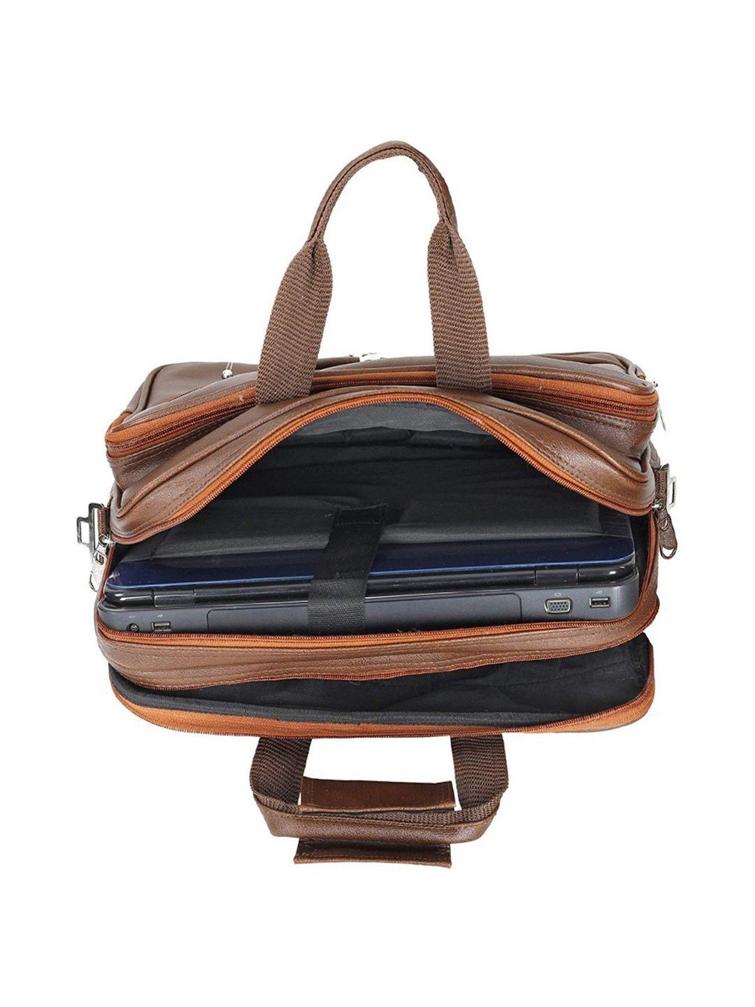 Leather World Tan Synthetic Medium Laptop Messenger Bag