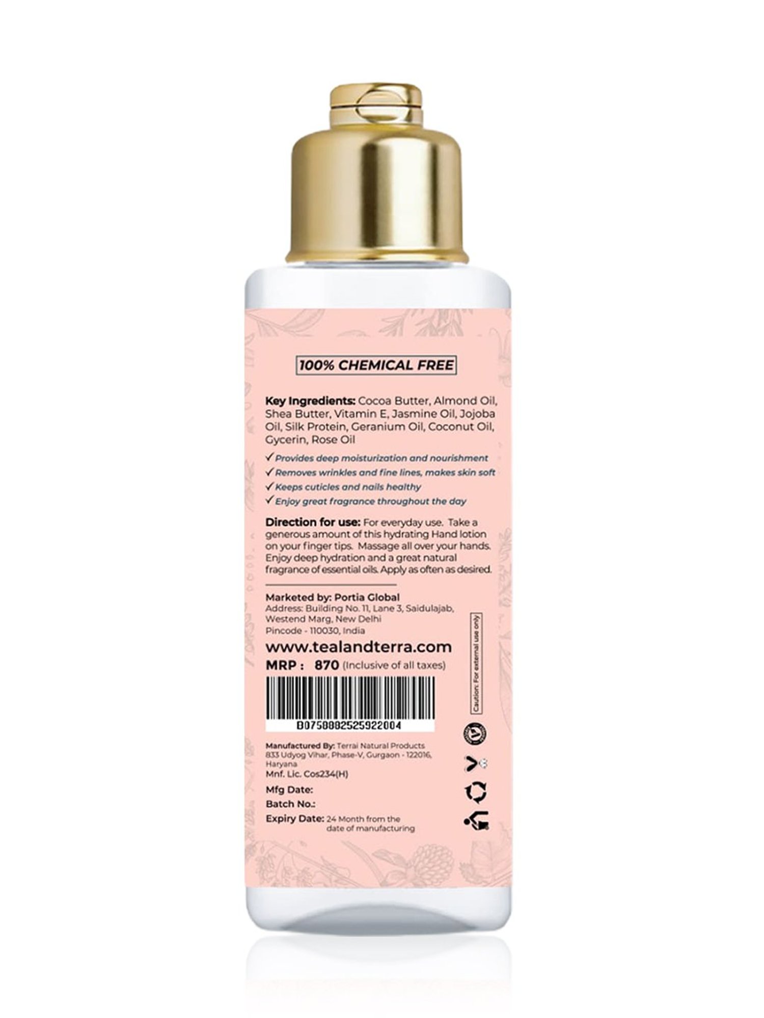 Teal & Terra Hand Lotion with Almond Oil and Shea Butter - 100 ml