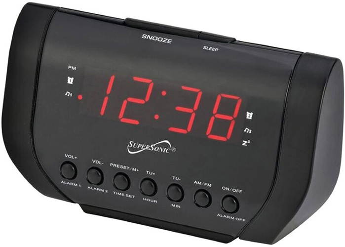 SUPERSONIC SC383U CLOCK RADIO,DUAL ALARM,