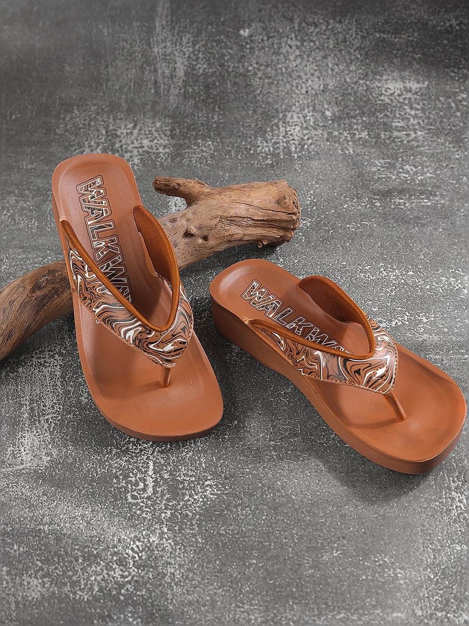 Walkway Women's Tan Wedge Flip Flops