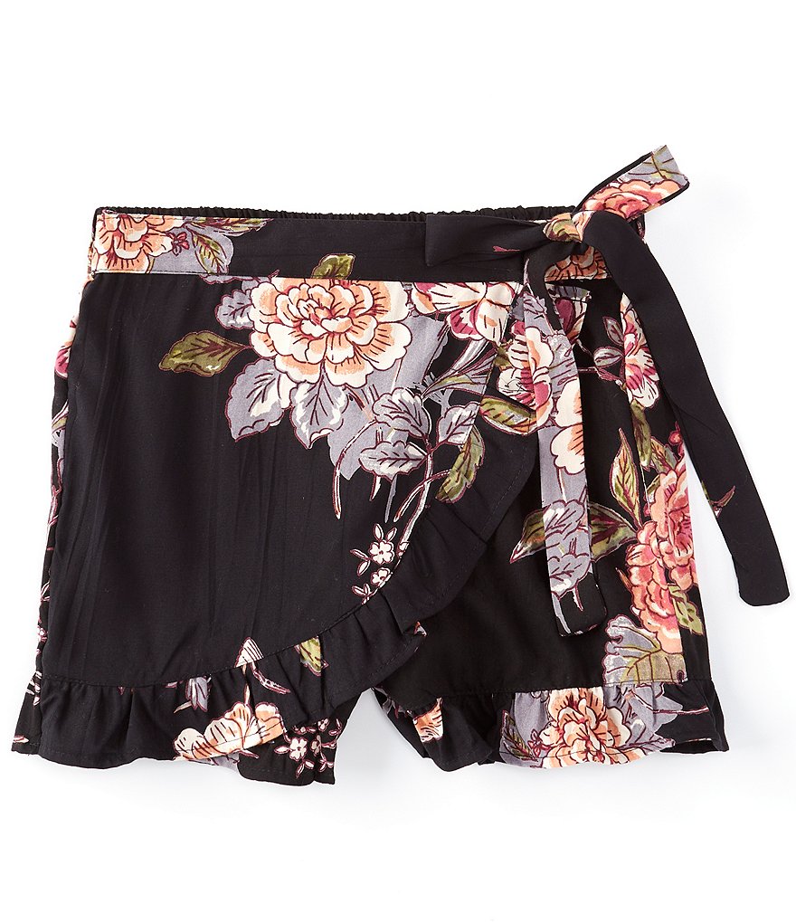 Angie Big Girls 7-14 Bird/Floral Ruffle-Hem Skort