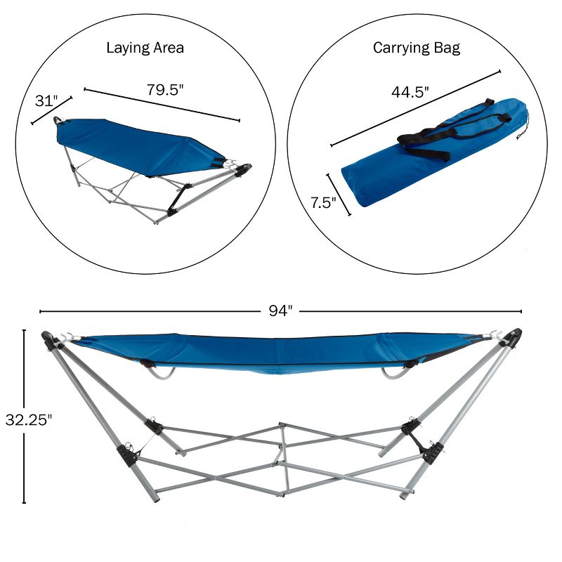 Hastings Home Portable Hammock with Stand, Blue