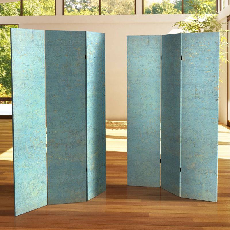 6" Double Sided Voice of the Sky Canvas Room Divider Blue - Oriental Furniture