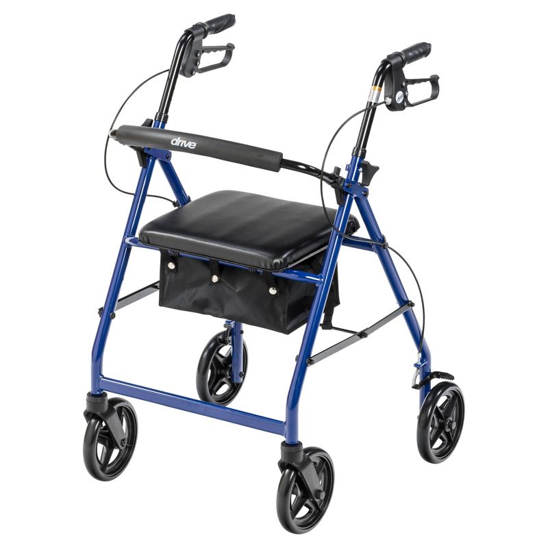 Drive Medical Aluminum Rollator with Fold Up and Removable Back Support and Padded Seat, Blue