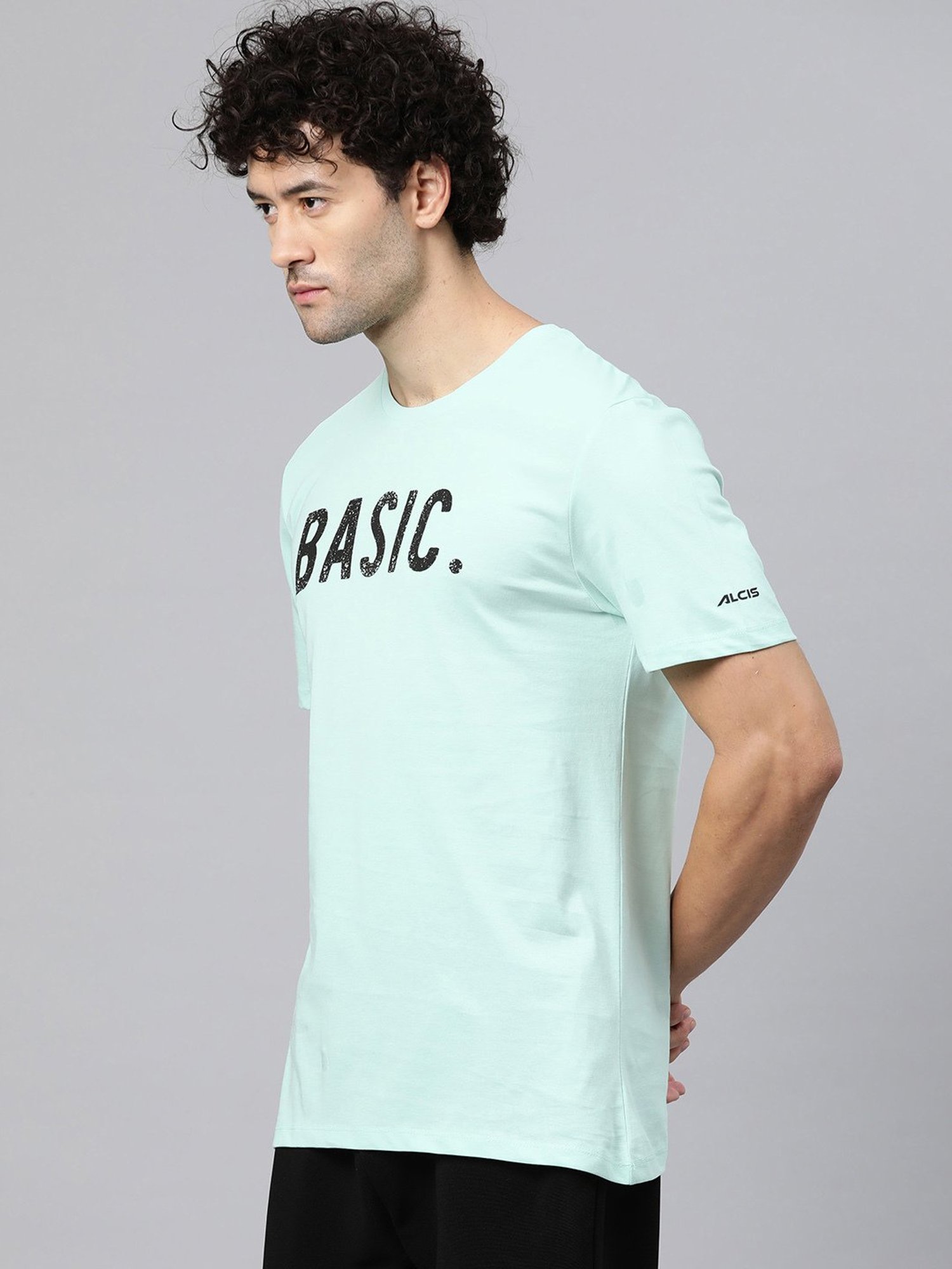 ALCIS Sea Green Anti Static Regular Fit Printed Sports T-Shirt