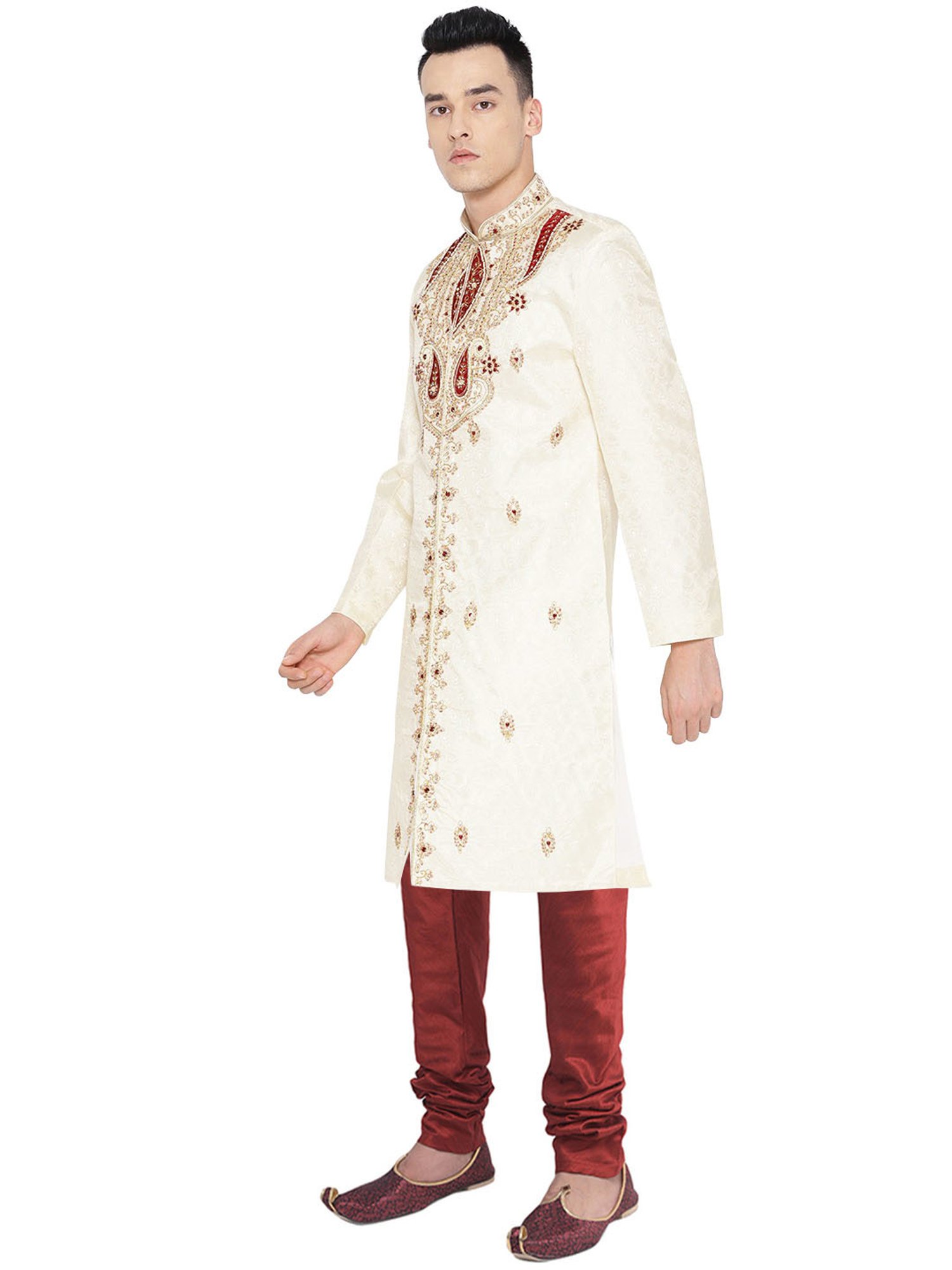 SG LEMAN Lemon Regular Fit Embellished Sherwani Set