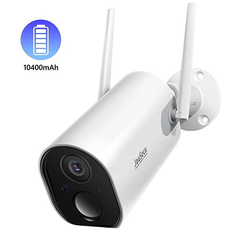 Outdoor Security Camera Wireless  Home Surveillance Bullet Camera 1080P 10400mAh Rechargeable Battery Powered Waterproof 2Way Audio Night Vision PIR Motion Detection 24G WiFi
