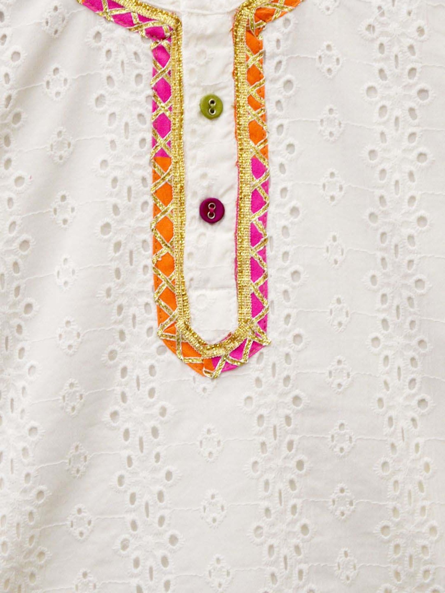 A.T.U.N. Boys White Cotton Printed Full Sleeves Kurta Set