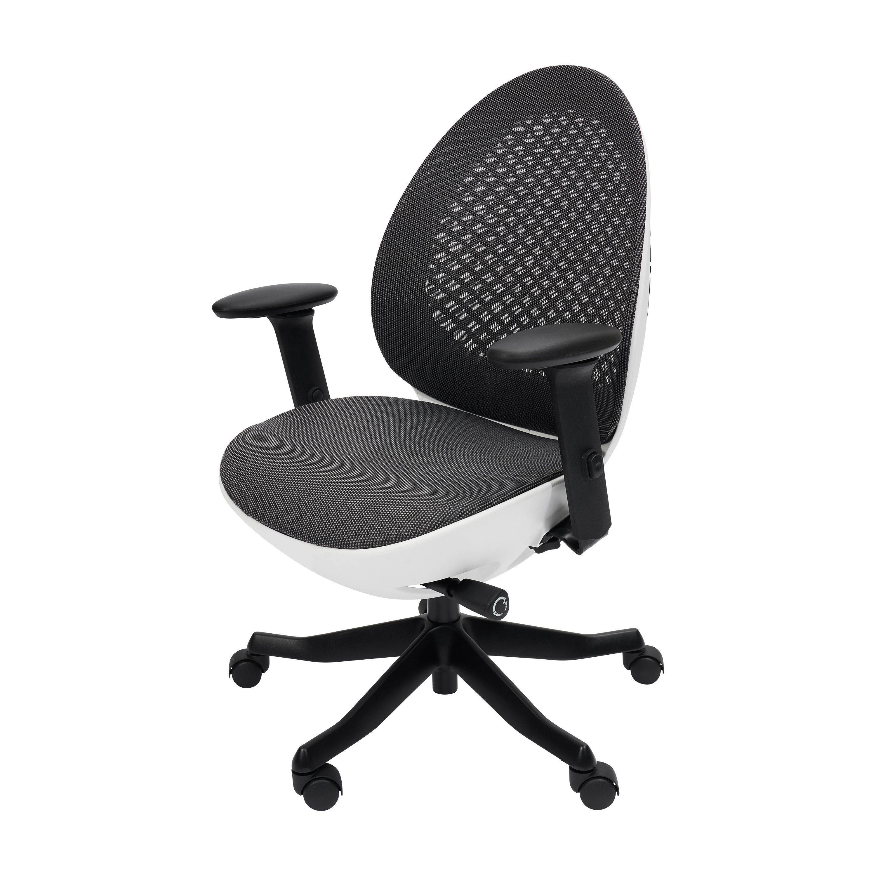 Techni Mobili Deco LUX Executive Office Chair with Aluminum Base and Non-Marking Caster Wheels, Mesh Task Chair with 3D Padded Armrests, White