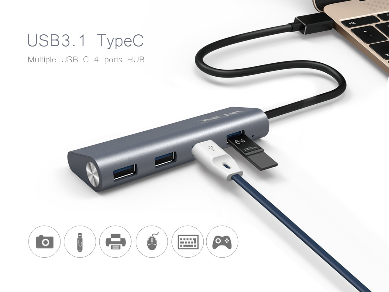 Wavlink USB C Hub, Type C Adapter Mini Docking Station with 4K HDMI Port, 2 USB 3.0, TF/SD Card Reader, USB-C PD3.0 100W  and Thunderbolt 3, LED indicator For MacBook Pro for MacBook Pro/Air