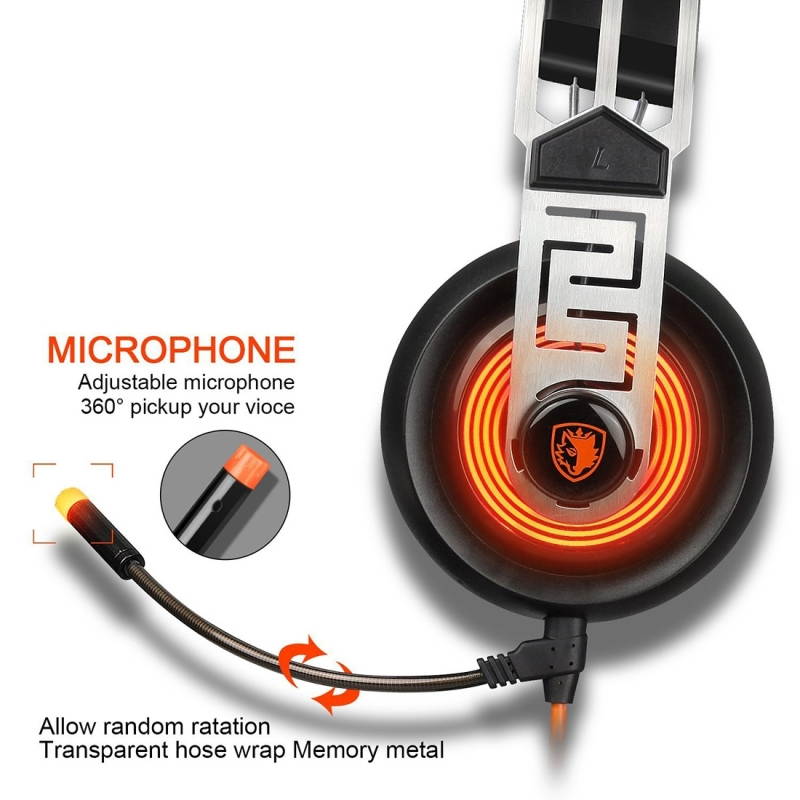 A7 USB Gaming Headset 7.1 Channel Smart Vibration Wired Headphone with Wire Control + Mic for PC, Laptop (Black+Orange)