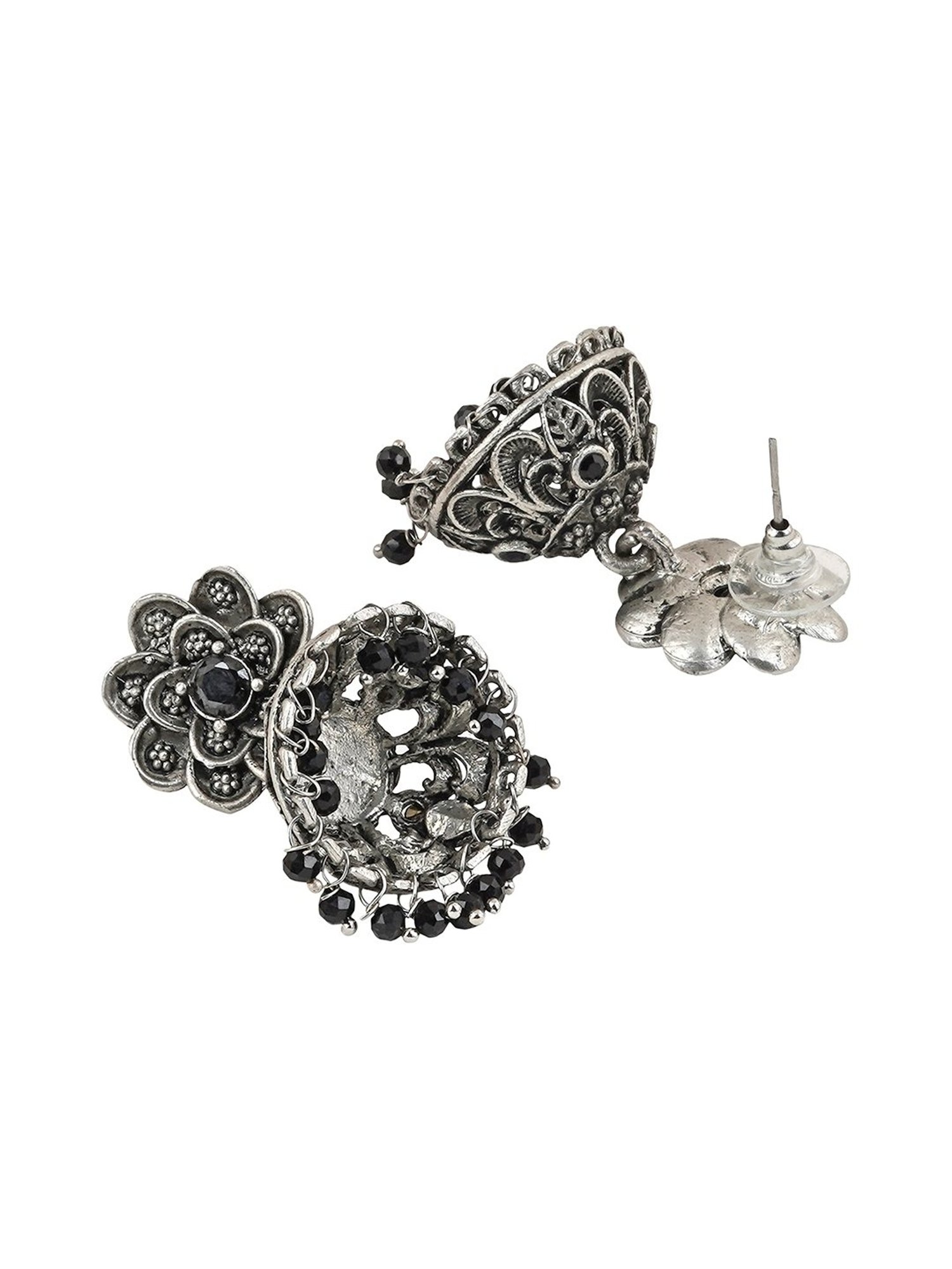 Teejh Ethnic Idaaya Silver Oxidized Jhumki Earring