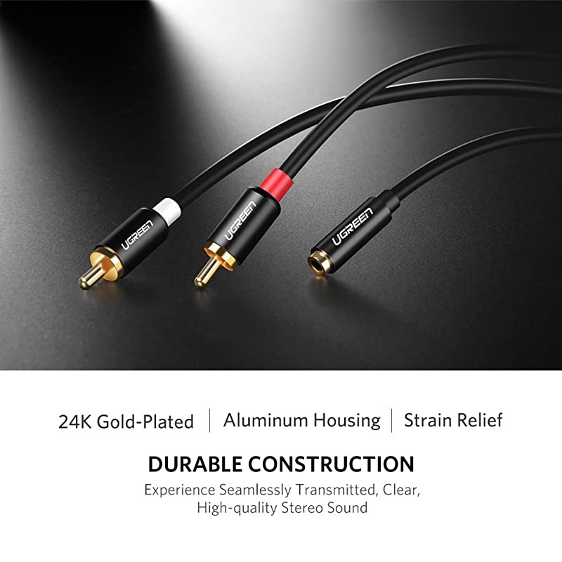 35mm Female to 2RCA Male Stereo Audio Cable Gold Plated for Smartphones MP3 Tablets Home Theater