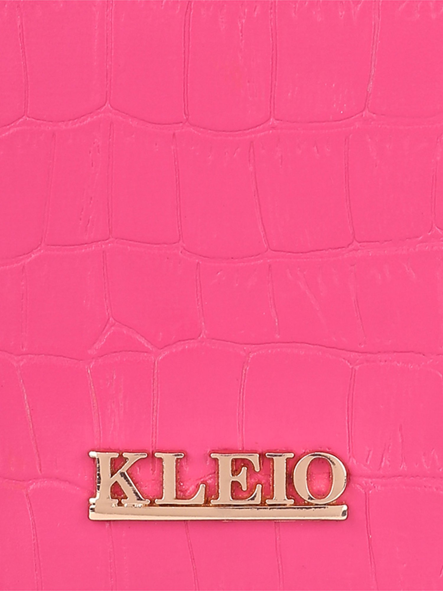 KLEIO Croco Mini Pink Small Leather Shoulder Handbag