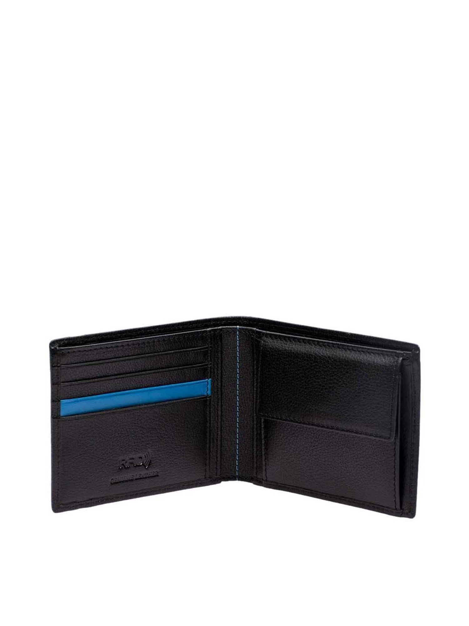 Mai Soli Black & Blue Leather Bi-Fold Wallet & Key Ring Gift Set