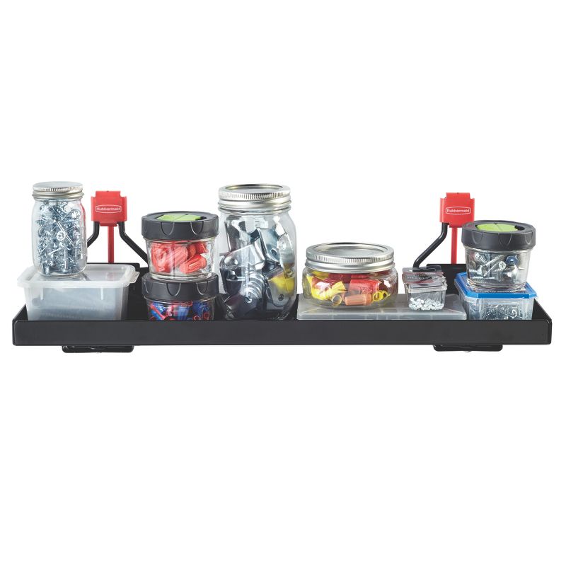 Rubbermaid Shed Shelf, Wire Basket & 50 Lbs Capacity 34" Tool Rack (2 of Each)