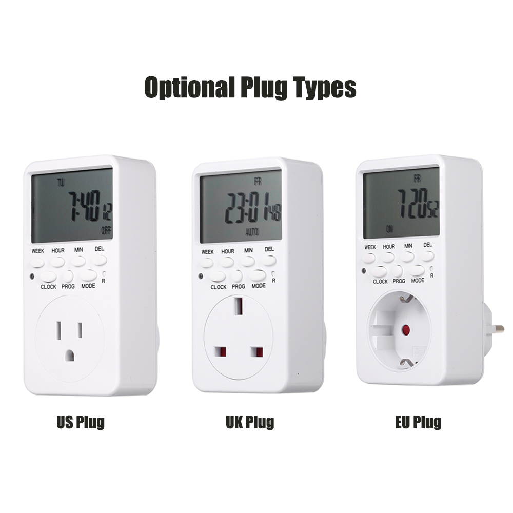 Digital Timer Switch Socket LCD Display Plug-in Programmable Time Switch Energy Saving Intelligent Electronic Timing Socket