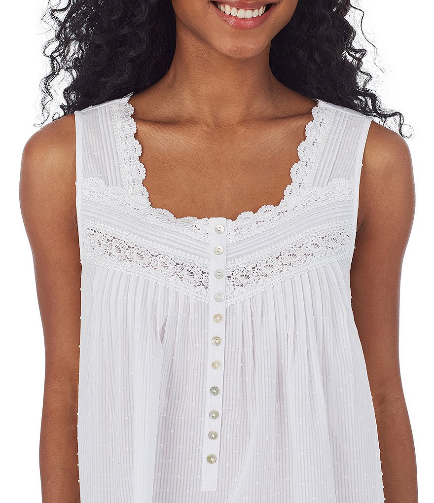 Eileen West Textured Sheer Stripe Short Nightgown