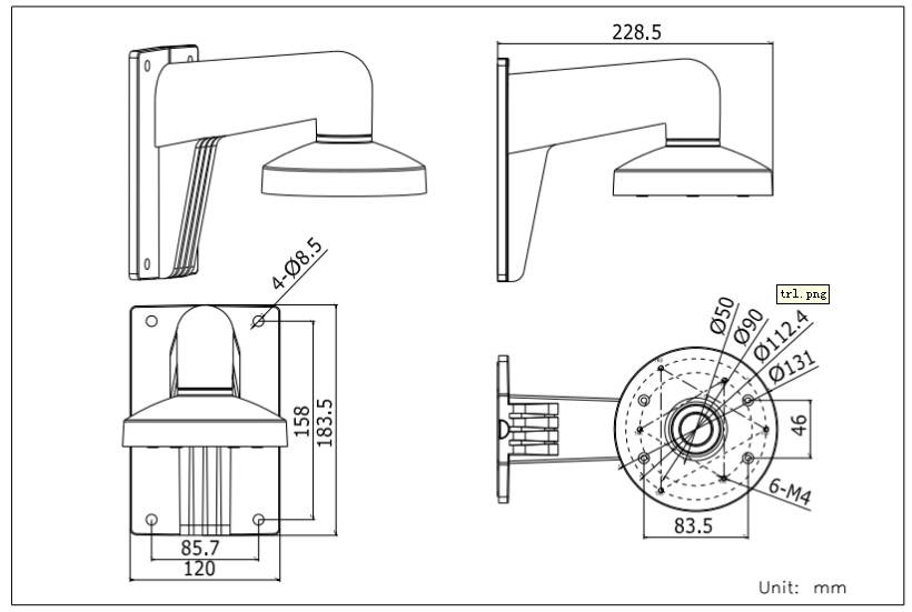 DS-1273ZJ-130-TRL HIKVISION Outdoor Wall Mount Bracket For Camera DS-2CD2332-I