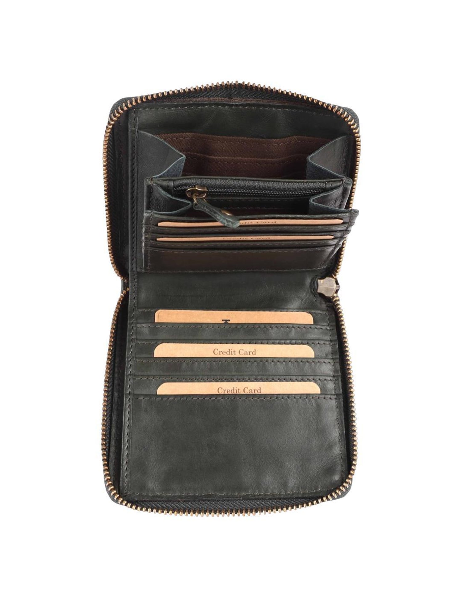 KOMPANERO MARQUIS Green Textured Zip Around Wallet for Women