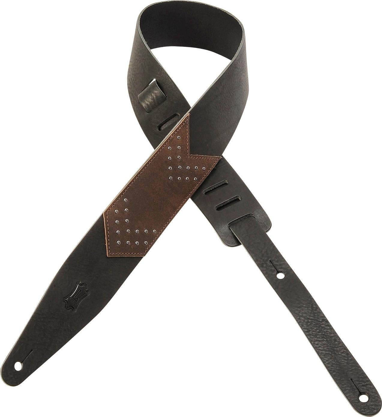 Levy's MV317CSH-BLK 2.5" Veg-Tan Leather Studded Guitar Strap, Black