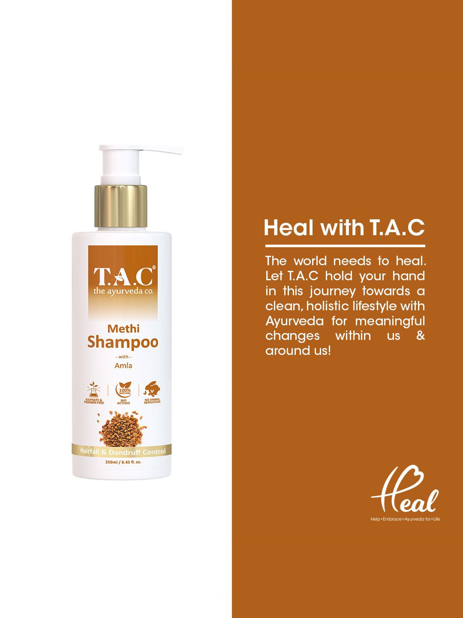 TAC - The Ayurveda Co. Methi Shampoo for Hairfall & Dandruff Control with Amla - 250 ml
